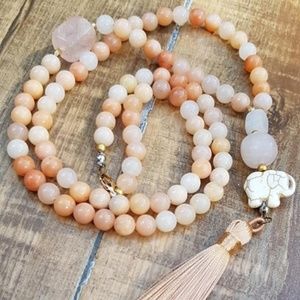 Pink Aventurine Stone long necklace